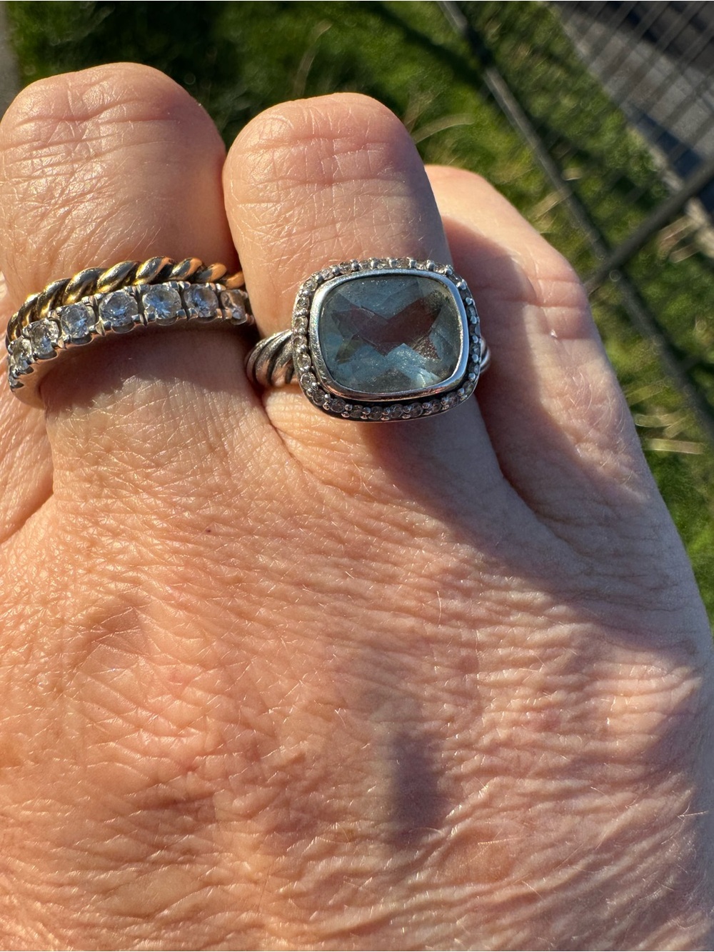 David Yurman Sterling Ring and necklace with diamonds